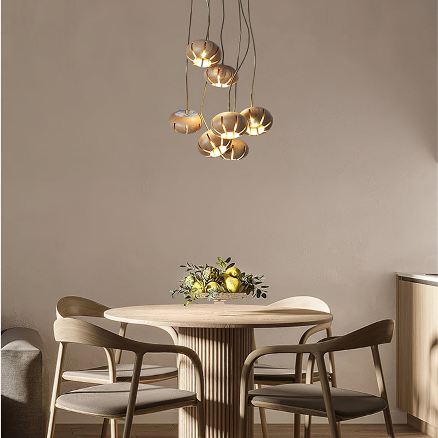 Lustre Thalie en marbre et bois – vue 4