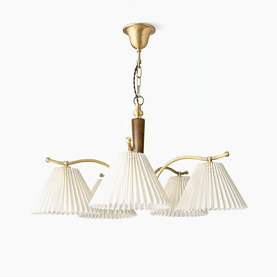 Lustre Atoll en laiton et noyer – vue 2