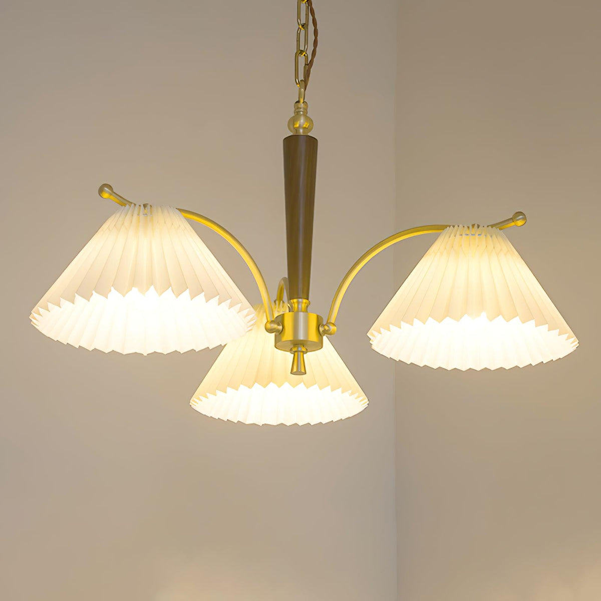 Lustre Atoll en laiton et noyer – vue 6