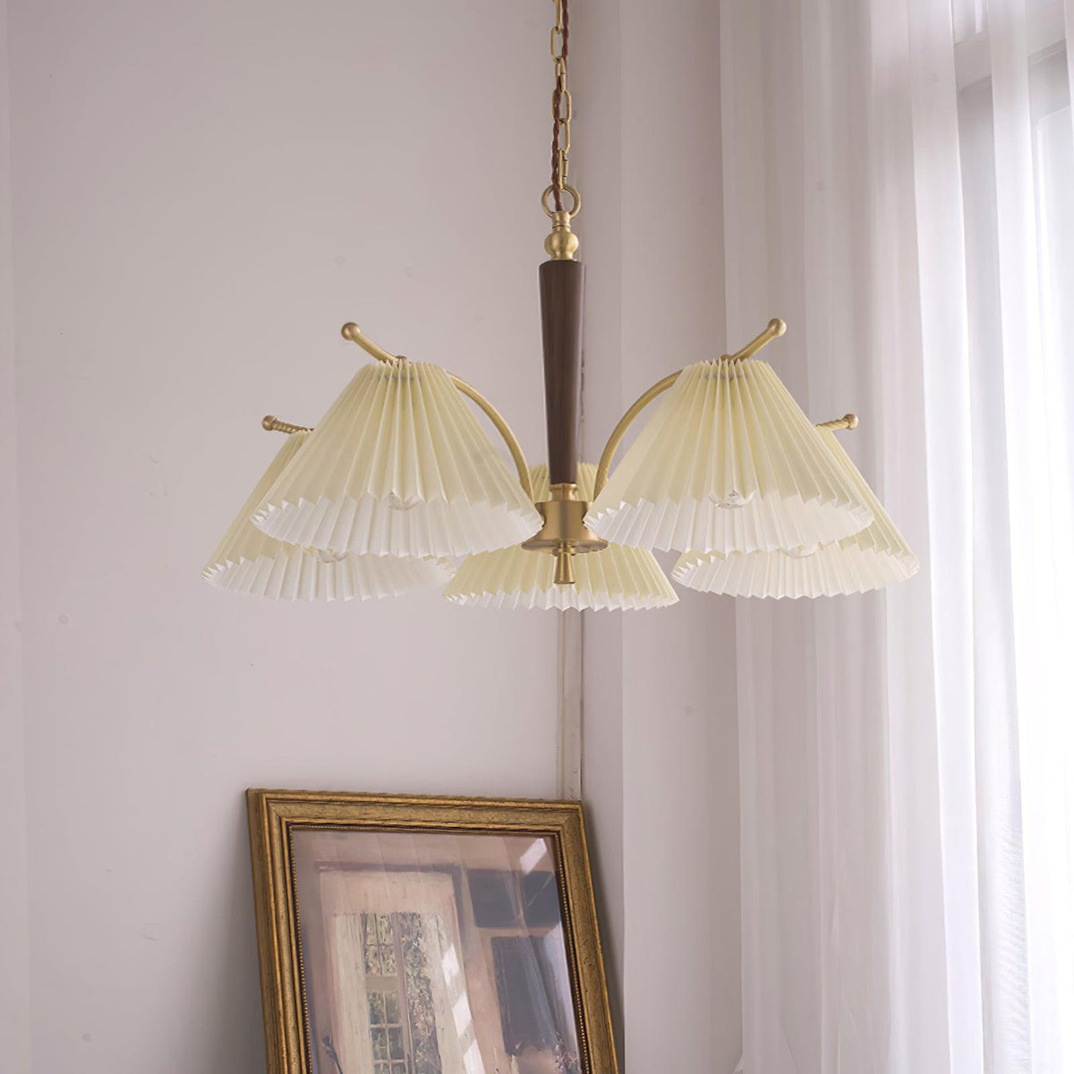 Lustre Atoll en laiton et noyer – vue 13