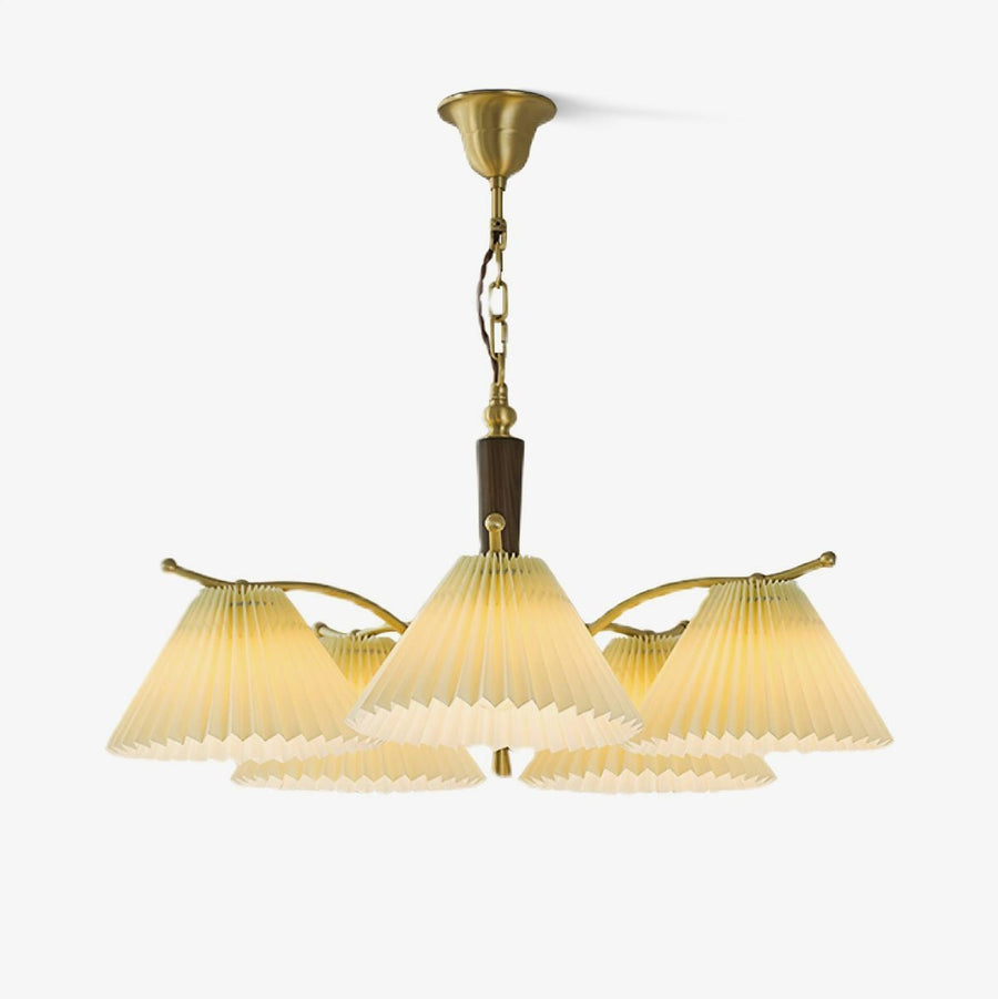 Lustre Atoll en laiton et noyer – vue 5