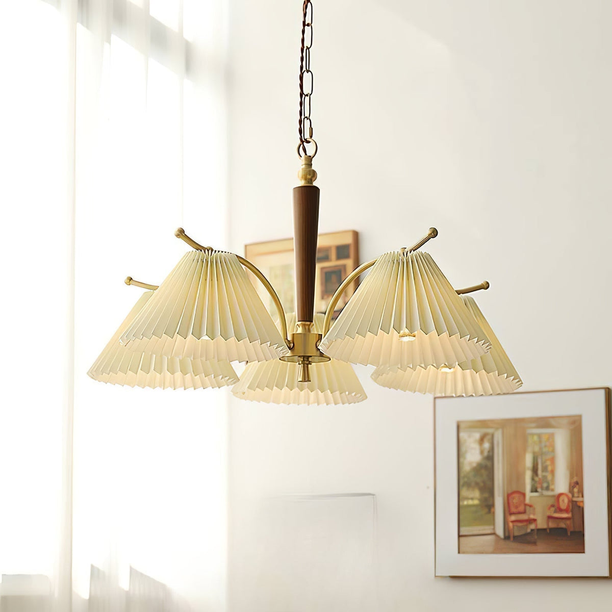 Lustre Atoll en laiton et noyer – vue 16