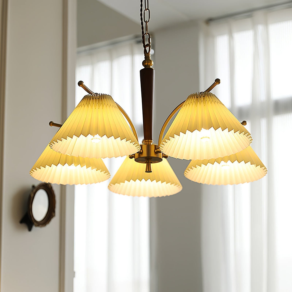 Lustre Atoll en laiton et noyer – vue 24