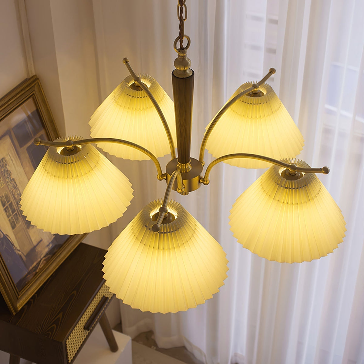 Lustre Atoll en laiton et noyer – vue 21