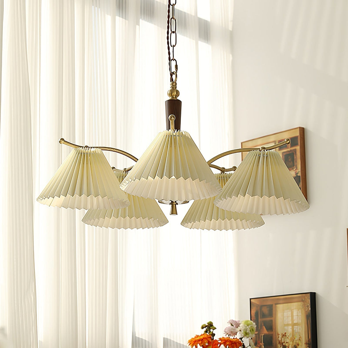 Lustre Atoll en laiton et noyer – vue 22