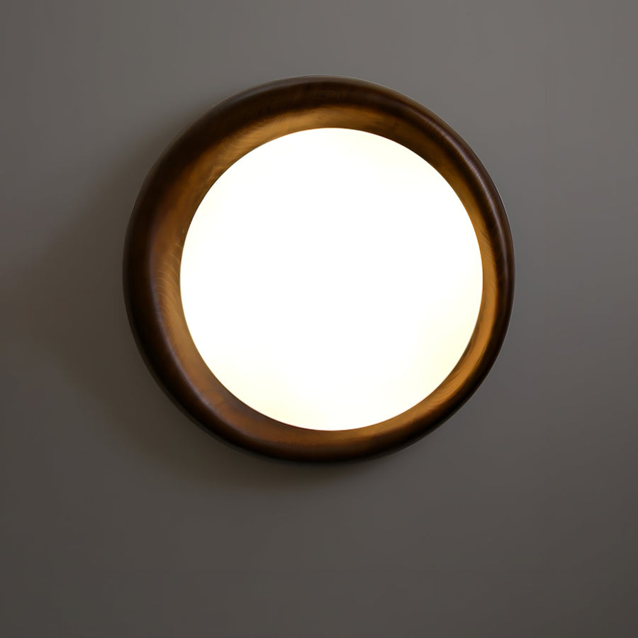 Plafonnier Provence en verre et bois – vue 2