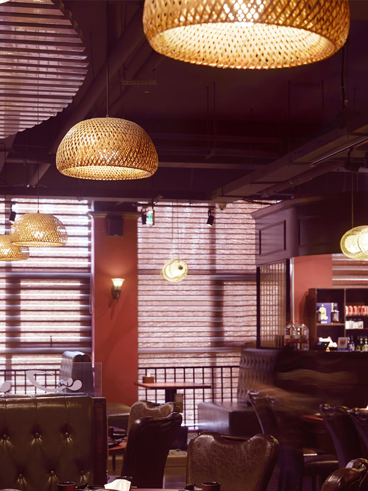 Suspension Inès en bambou et verre – vue 4