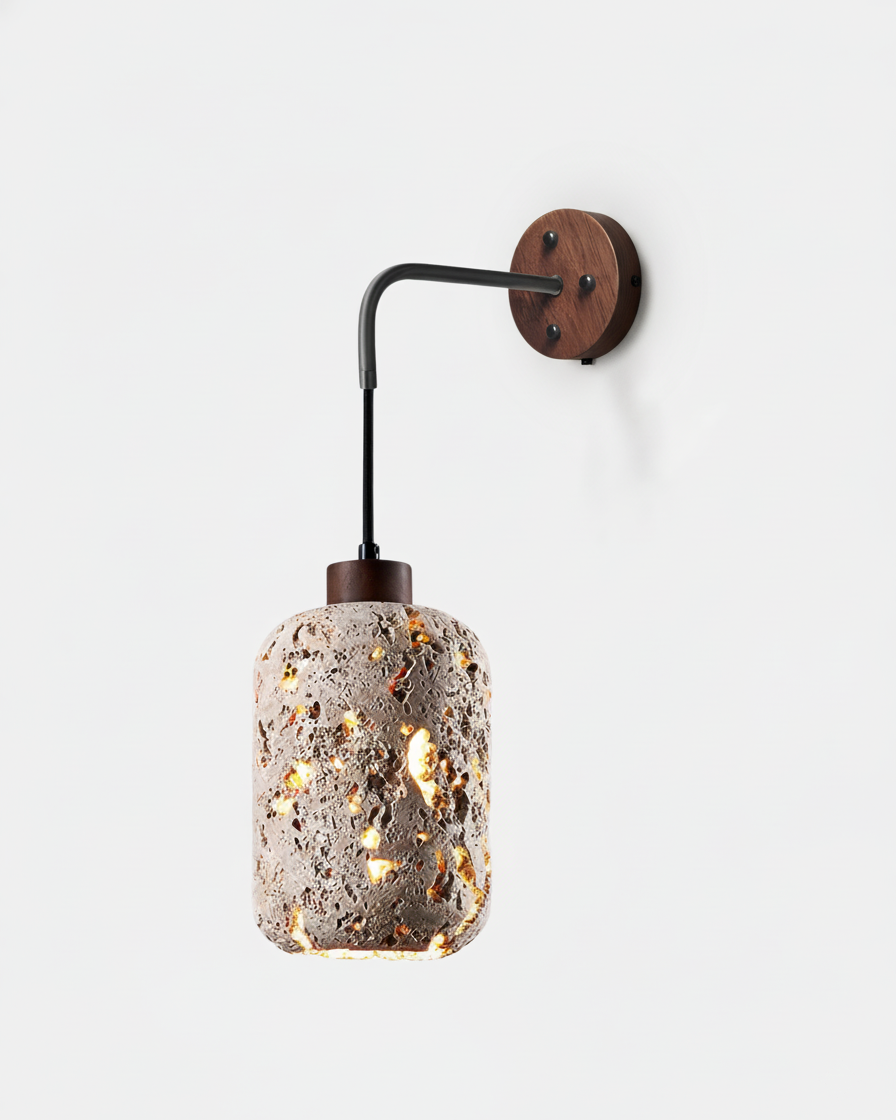 Applique murale Éther en travertin et noyer – faubourg & fils