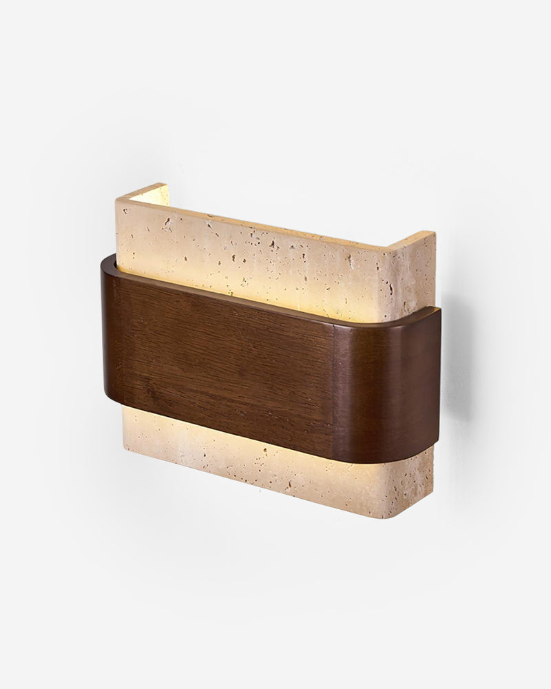 Applique murale Ocre en travertin et bois – faubourg & fils