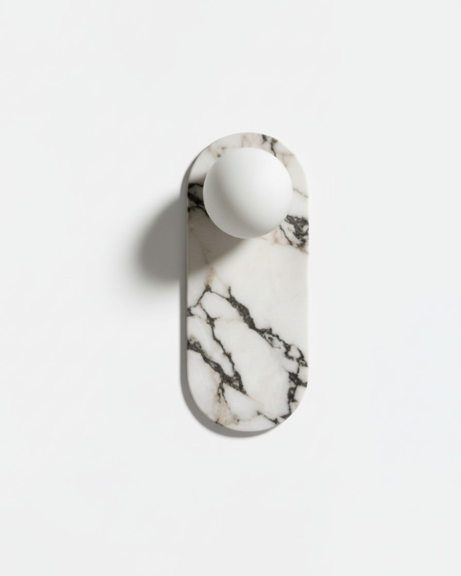 Applique murale Sicile en marbre et verre opalin – faubourg & fils