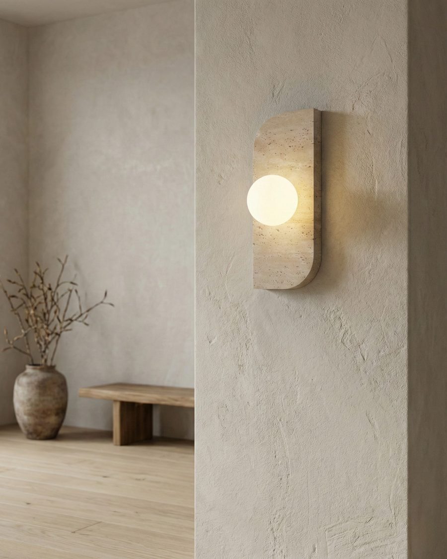 Applique Murale Silence en travertin et opale – vue 2