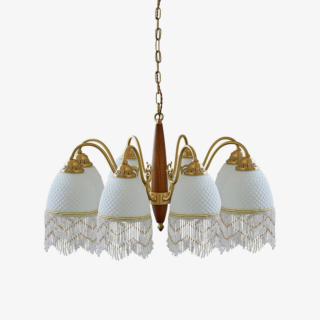 Lustre Dauphin en verre et bois – faubourg & fils