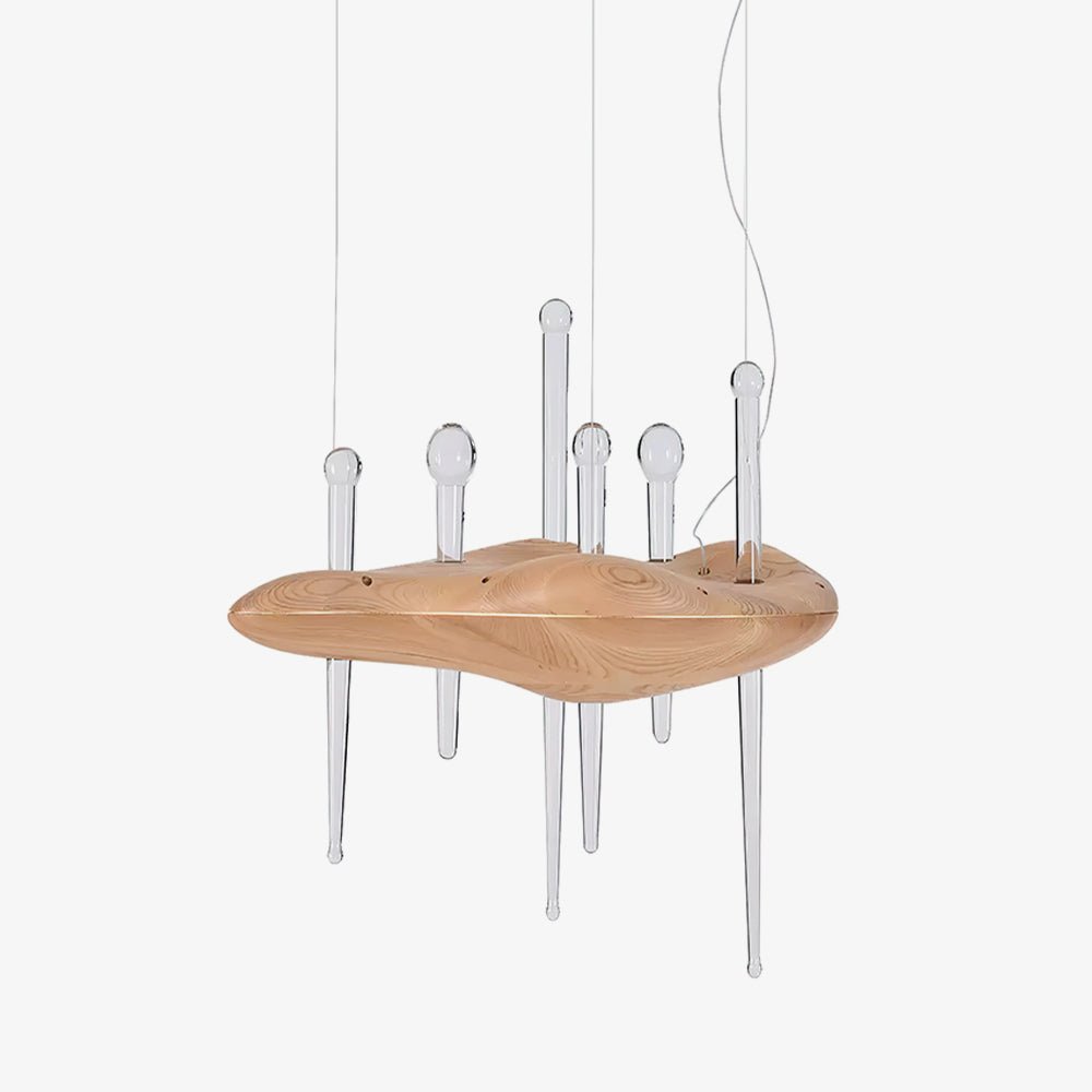 Lustre Onde en verre et chêne – faubourg & fils