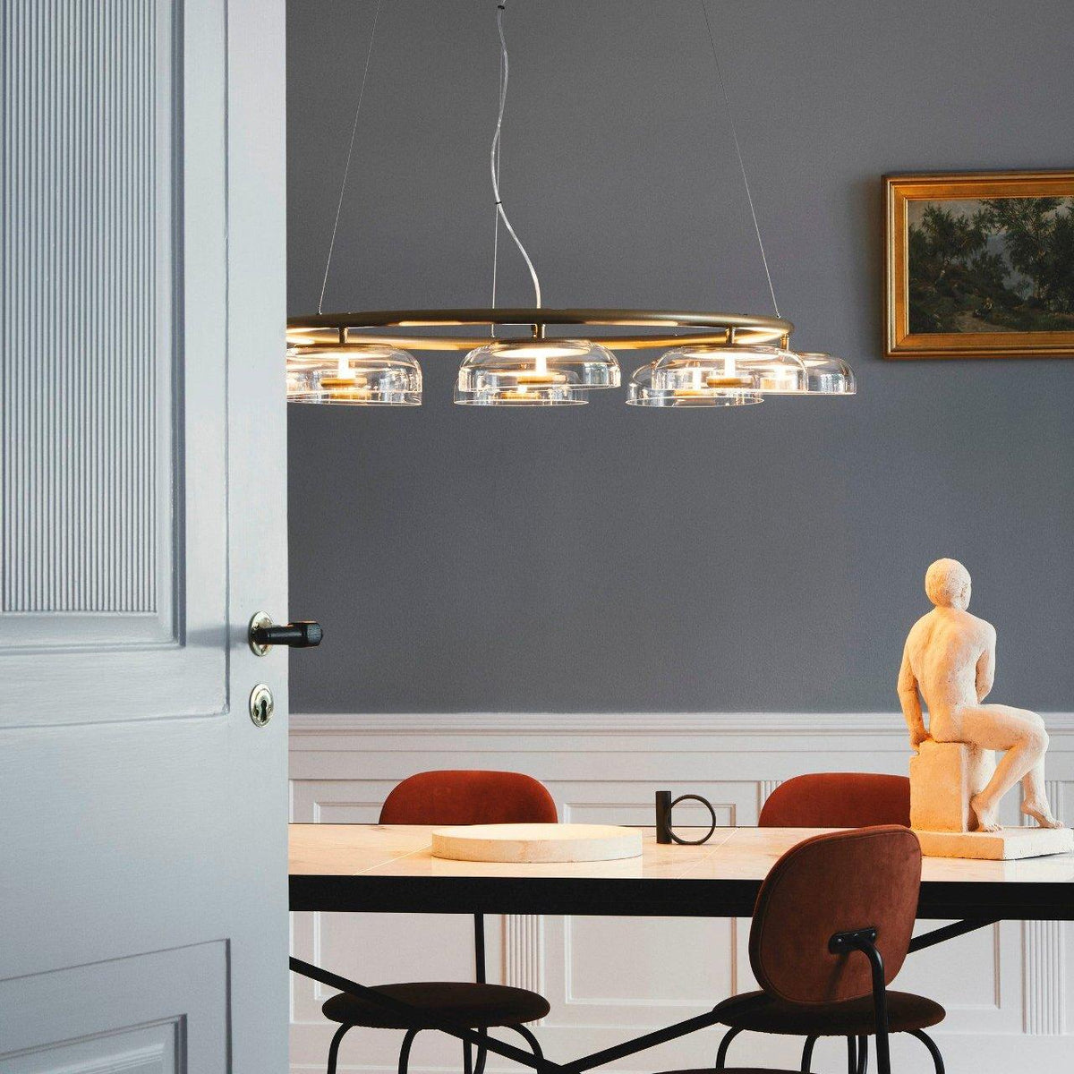 Lustre Olivier en verre et laiton – vue 17