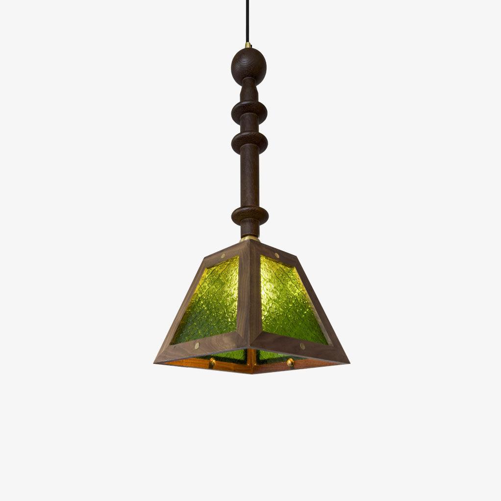 Suspension Violette en verre et noyer – faubourg & fils